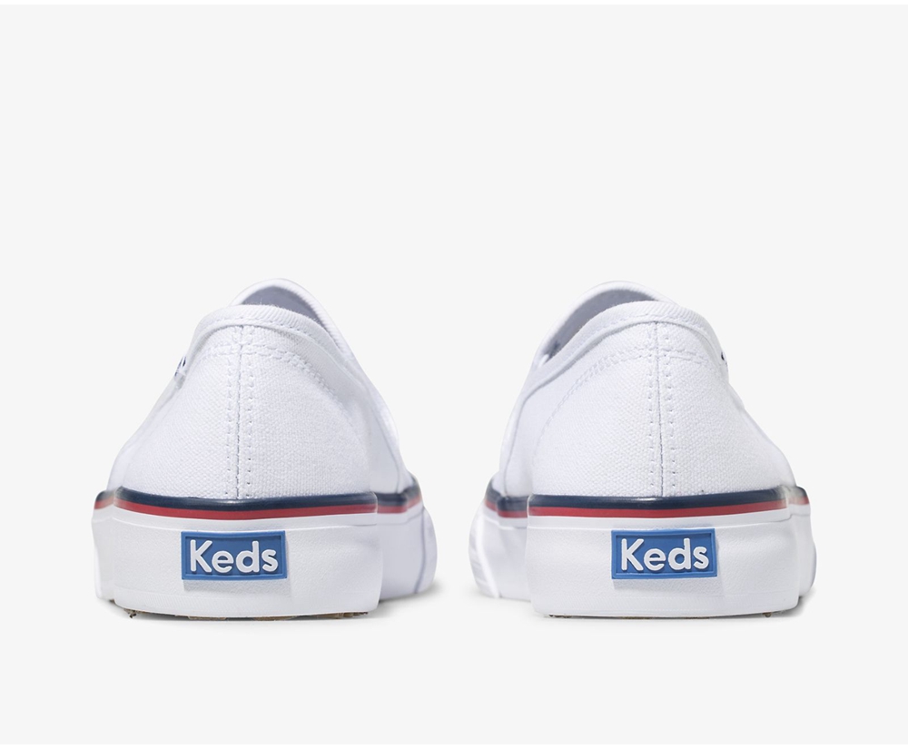 Slip On Γυναικεια - Keds Washable Double Decker Varsity - Λευκα - OMQJY7603